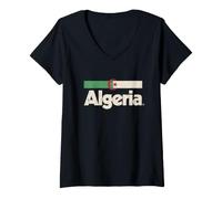Femme Drapeau Algérie Rétro Afrique Algérie T-Shirt avec Col en V