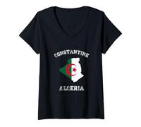 Femme Drapeau Algérie vieilli Constantine Pride T-Shirt avec Col en V