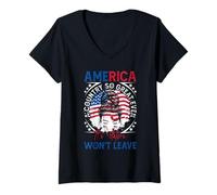 Femme Drapeau America A Country So Great Even Its H ters Wont Leave T-Shirt avec Col en V