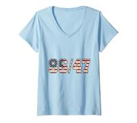 Femme Drapeau américain 86/47 No War and Patriots 86 47 T-Shirt avec Col en V