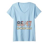 Femme Drapeau américain 86/47 No War and Patriots 86 47 T-Shirt avec Col en V