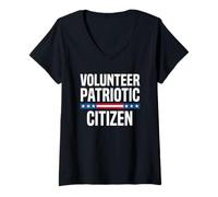 Femme Drapeau américain citoyen Patriotique volontaire T-Shirt avec Col en V