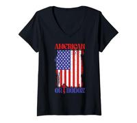 Femme Drapeau américain du christianisme orthodoxe Oriental T-Shirt avec Col en V