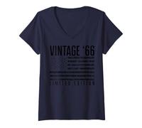 Femme Drapeau américain édition limitée - Vintage 1966 T-Shirt avec Col en V