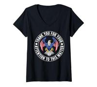 Femme Drapeau américain Humoristique « Thank You for Your Attention to This Matter » T-Shirt avec Col en V