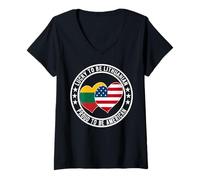 Femme Drapeau américain Lucky To Be Lituanian Proud To Be T-Shirt avec Col en V