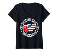 Femme Drapeau américain Lucky to Be Slovak Proud to Be T-Shirt avec Col en V