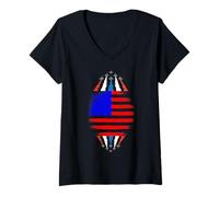 Femme Drapeau américain Patriotique américain - Football USA T-Shirt avec Col en V