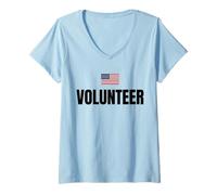 Femme Drapeau américain Patriotique Professionnel pour l'identification des bénévoles T-Shirt avec Col en V