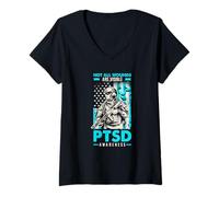 Femme Drapeau américain Patriotique : Toutes Les plaies ne sont Pas Visibles pour sensibiliser au SSPT T-Shirt avec Col en V