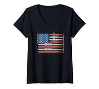 Femme Drapeau américain sous-marin patriotique vétéran T-Shirt avec Col en V