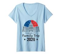 Femme Drapeau américain Washington DC 2026 Capitol Hill Assorti T-Shirt avec Col en V