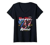 Femme Drapeau américain « We The People No Longer Proud » T-Shirt avec Col en V