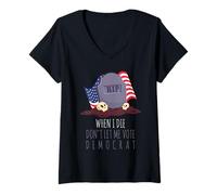 Femme Drapeau américain « When I Die Don't Let Me Vote » T-Shirt avec Col en V