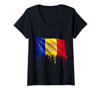 Femme Drapeau Andorre T-Shirt avec Col en V
