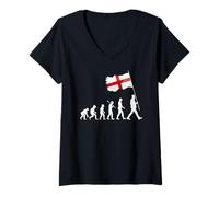 Femme Drapeau Anglais Anglais Saint Georges Day Patriotique T-Shirt avec Col en V