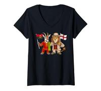 Femme Drapeau Angleterre Angola Racines angolaises héritage T-Shirt avec Col en V
