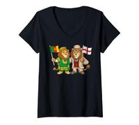 Femme Drapeau Angleterre Cameroun Anglais Royaume-Uni Origines T-Shirt avec Col en V