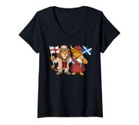 Femme Drapeau Angleterre Écosse Racines anglaises UK écossaises T-Shirt avec Col en V