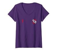 Femme Drapeau Angleterre T-Shirt avec Col en V, Violet, M