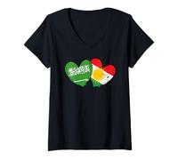 Femme Drapeau Arabie Saoudite Kurdistan Cœur Arabie Saoudite Kurde T-Shirt avec Col en V