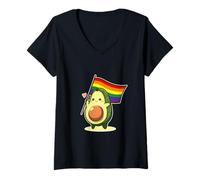 Femme Drapeau Arc-en-Ciel d’Avocat CSD Pride Kawaii LGBTQ Queer T-Shirt avec Col en V