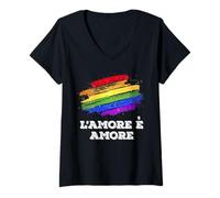 Femme Drapeau Arc-en-Ciel LGBT Gay Lesbian Pride T-Shirt avec Col en V