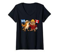 Femme Drapeau Argentine Canada Racines Argentines Héritage T-Shirt avec Col en V
