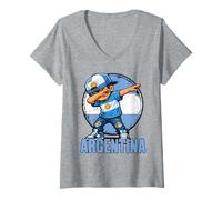Femme Drapeau Argentine Dabbing Boy Argentine T-Shirt avec Col en V