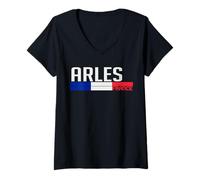 Femme Drapeau Arles France Souvenir de Voyage pour Les locaux et Les touristes T-Shirt avec Col en V