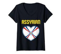 Femme Drapeau Assyrien Ashur, emblème Ashur, Syrie, Irak T-Shirt avec Col en V