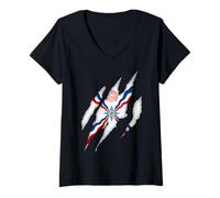 Femme Drapeau Assyrien Ashur, emblème Ashur, Syrie, Irak T-Shirt avec Col en V