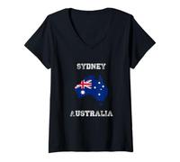 Femme Drapeau Australie Vieilli Sydney Pride T-Shirt avec Col en V
