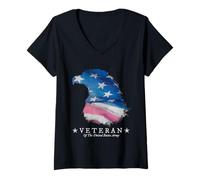 Femme Drapeau avec tête d'aigle de l'armée des États-Unis T-Shirt avec Col en V