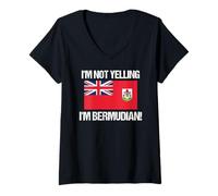 Femme Drapeau bermudien « I'm Not Yelling » T-Shirt avec Col en V