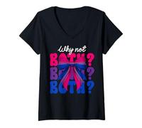 Femme Drapeau bifierté bisexuel drôle LGBTQ Coquette Bow Pourquoi pas les deux T-Shirt avec Col en V
