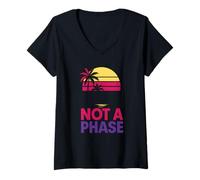 Femme Drapeau Bisexuel Pride Not a Phase Retro pour homme LGBTQ+ T-Shirt avec Col en V