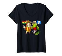 Femme Drapeau Bolivie Guatemala Racines Boliviennes Héritage T-Shirt avec Col en V