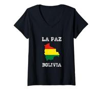 Femme Drapeau Bolivie Vieilli La Paz Pride T-Shirt avec Col en V