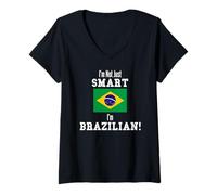 Femme Drapeau brésilien I'm Not Just Smart T-Shirt avec Col en V