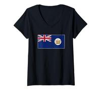 Femme Drapeau Britannique de Hong Kong Avant Handover 1959-1997 Liberté pour Hong Kong T-Shirt avec Col en V