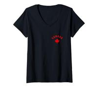 Femme Drapeau Canadien Fête du Canada Feuille d'érable Canadiens Canadiana T-Shirt avec Col en V