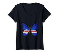 Femme Drapeau Cap-Vert Cap-Vert Racines Cap-Verdiennes T-Shirt avec Col en V