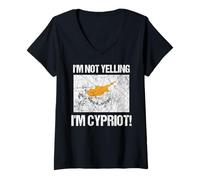 Femme Drapeau chypriote avec Inscription « I'm Not Yelling » T-Shirt avec Col en V