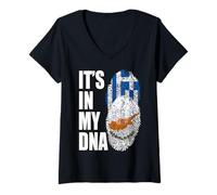 Femme Drapeau chypriote et Grec mélange ADN Heritage T-Shirt avec Col en V