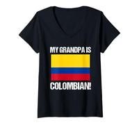Femme Drapeau Colombie My Grandpa is Colombian Countries T-Shirt avec Col en V