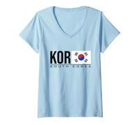 Femme Drapeau coréen de la Corée du Sud - Sports - Style Maillot athlétique T-Shirt avec Col en V