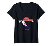 Femme Drapeau Croatie T-Shirt avec Col en V
