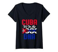Femme Drapeau Cuba - Pride - ADN cubain - Amour américain - Blague fière T-Shirt avec Col en V