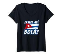 Femme Drapeau cubain drôle La Havane Cuba Asere Que Bola T-Shirt avec Col en V